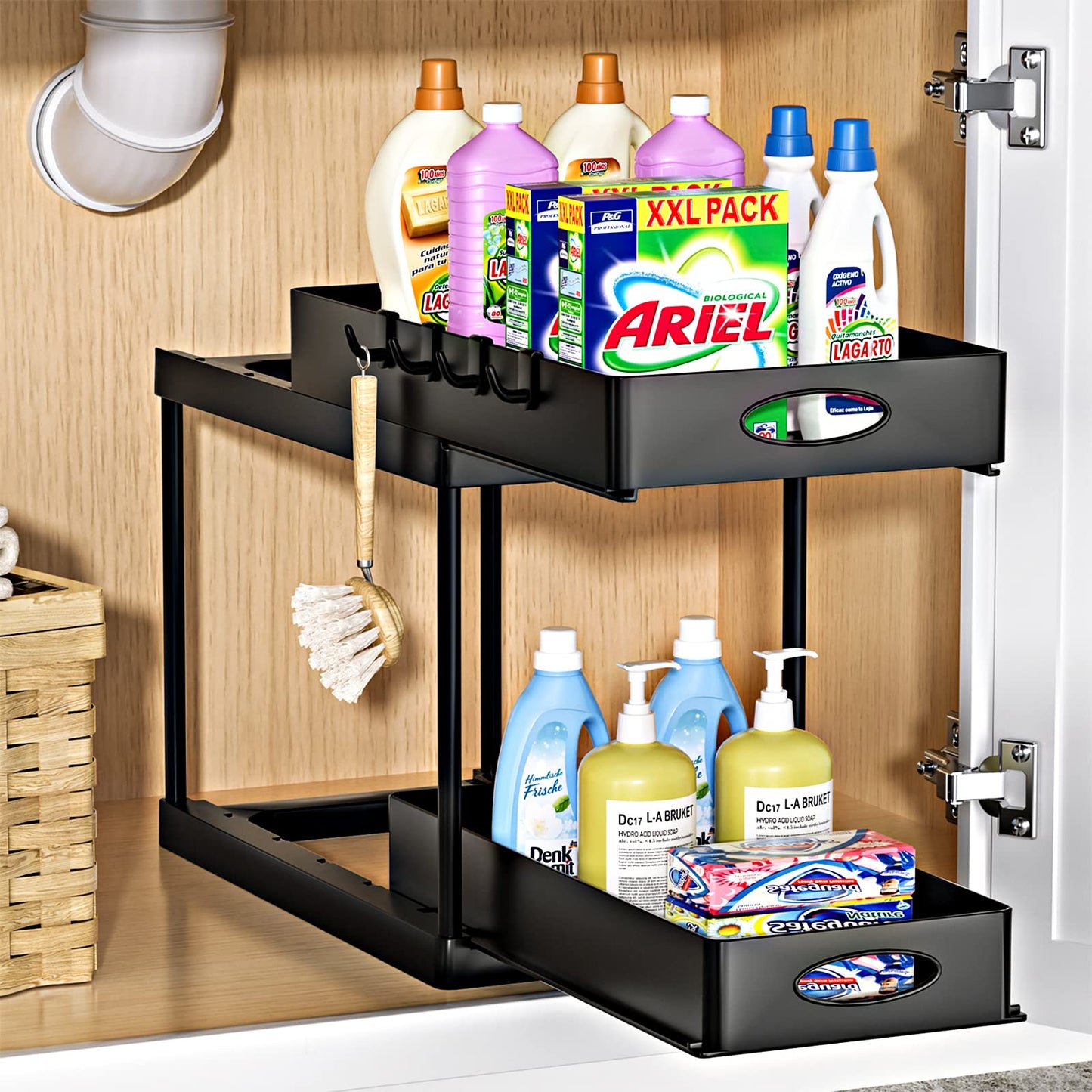 2-Tier Sliding Under Sink Storage Organizer