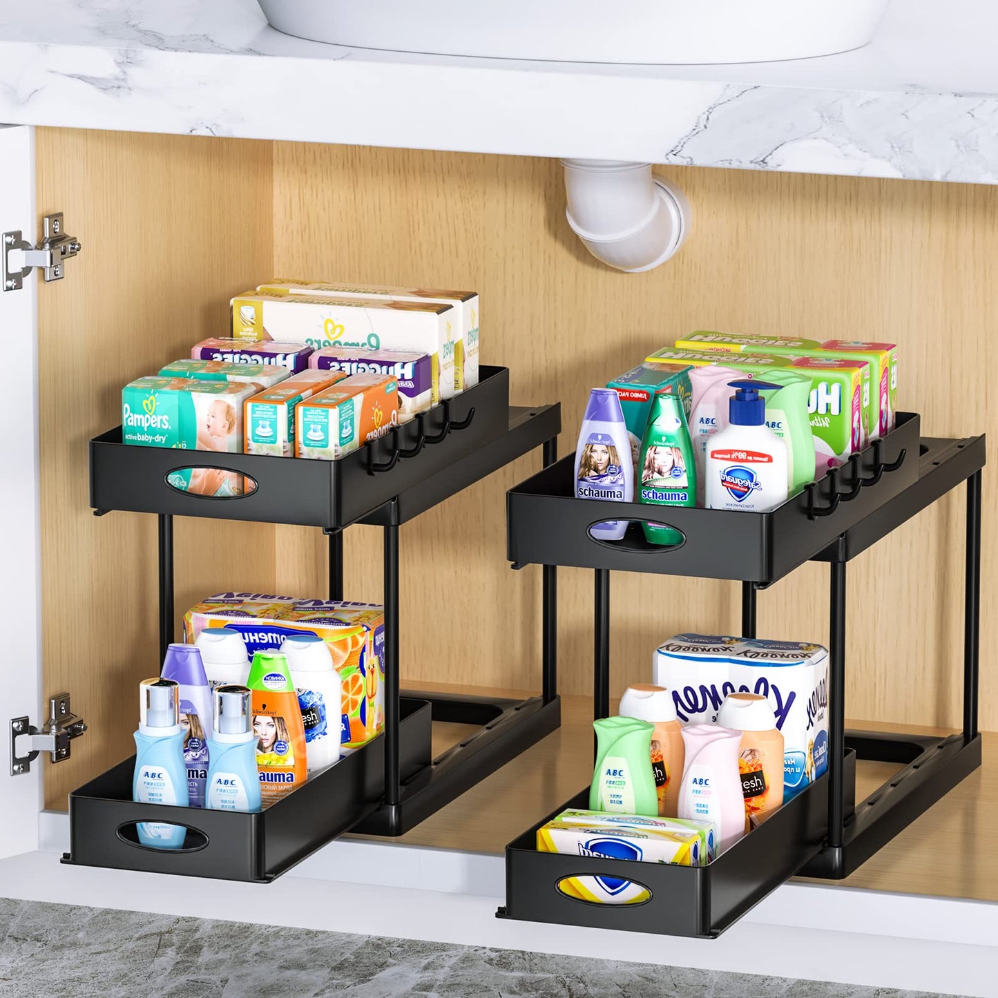 2-Tier Sliding Under Sink Storage Organizer