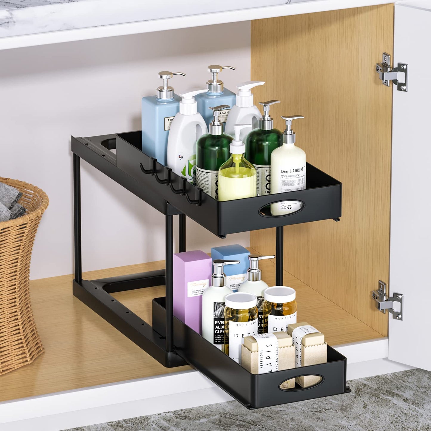 2-Tier Sliding Under Sink Storage Organizer