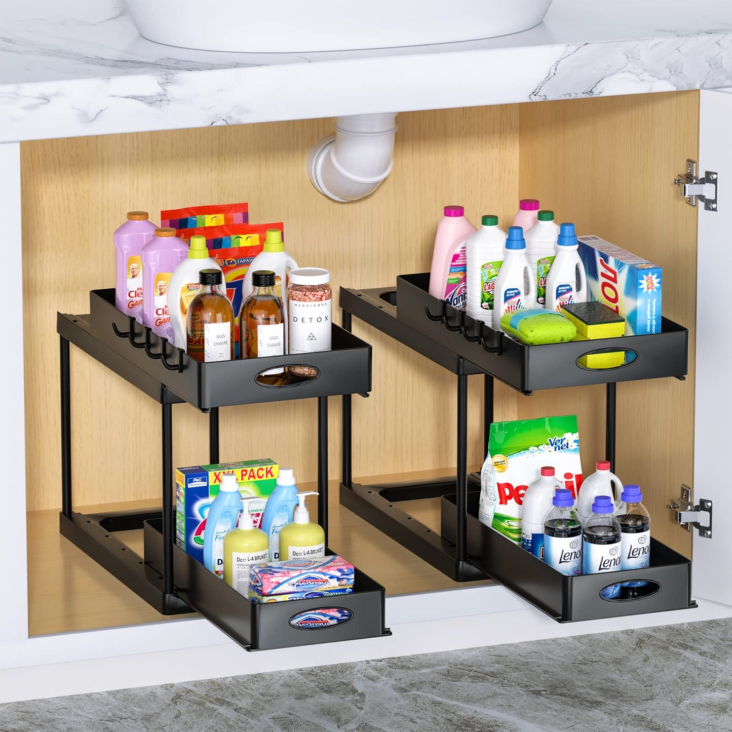 2-Tier Sliding Under Sink Storage Organizer