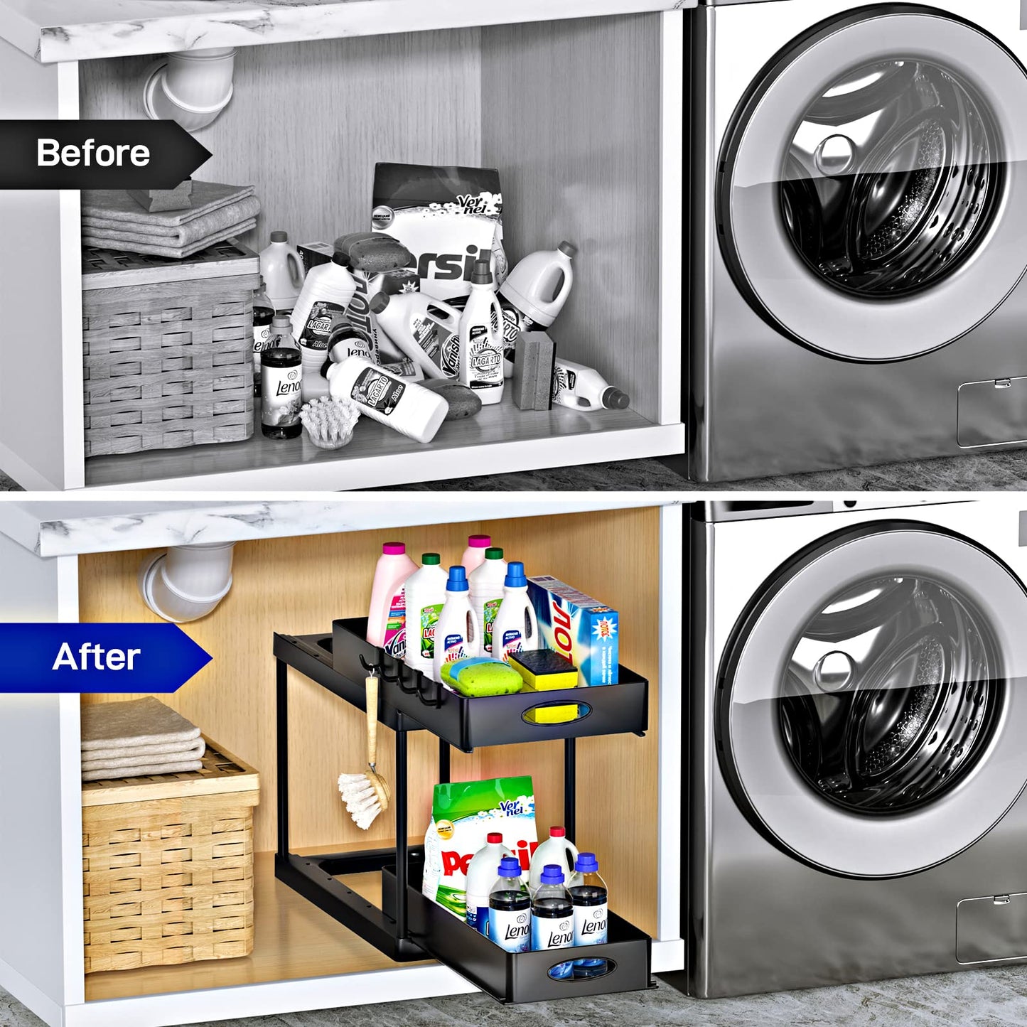 2-Tier Sliding Under Sink Storage Organizer